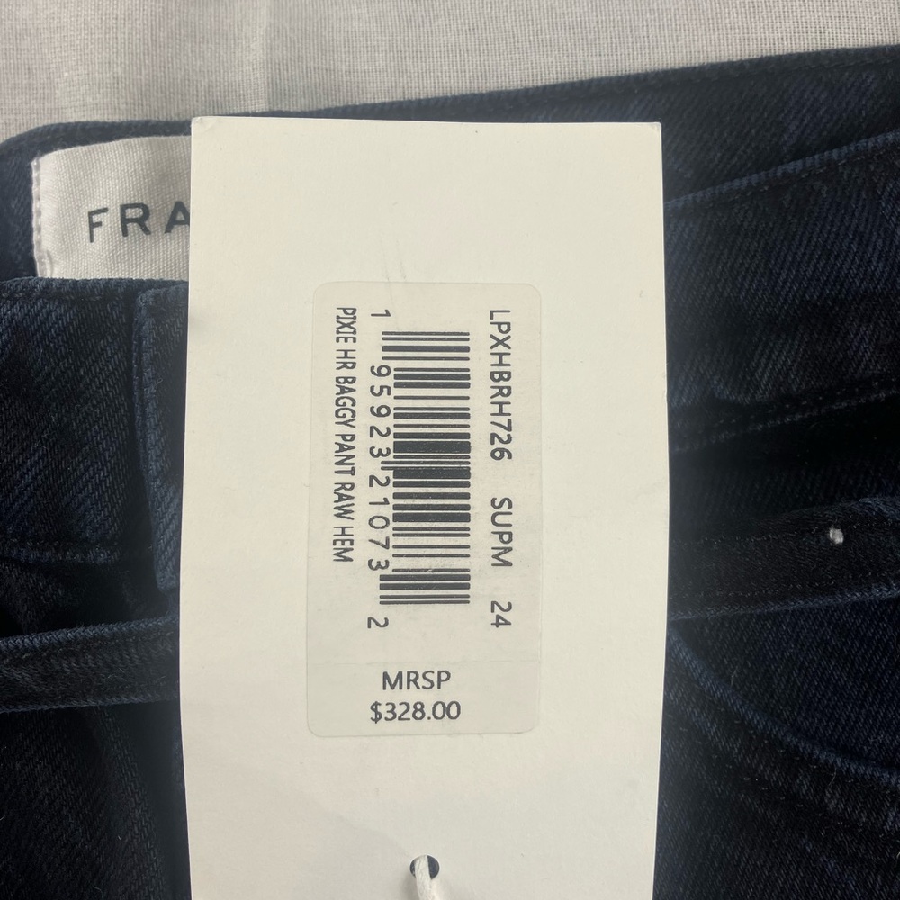 Frame Black Le Pixie High Rise Baggy Raw Released Hem Jeans 24  x 28 inseam - Picture 9 of 11